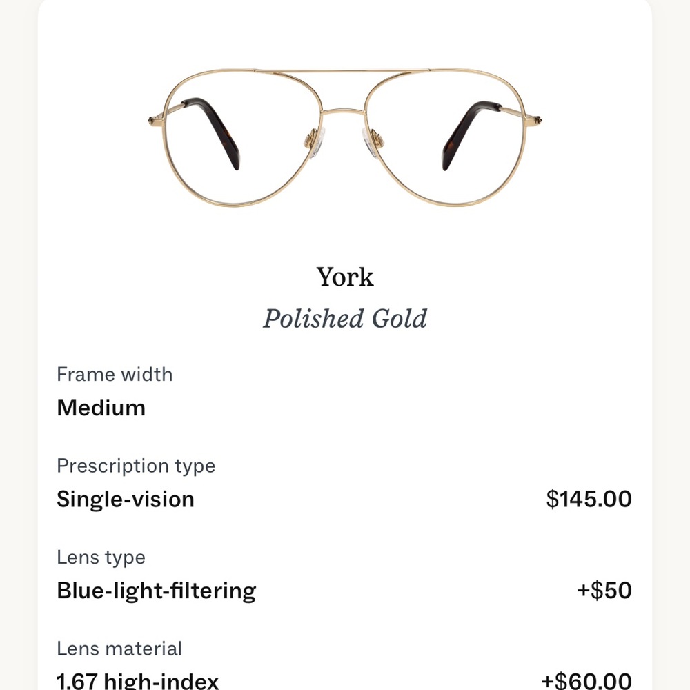 Warby Parker Gold York Wire Frame Glasses